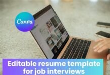 Editable resume template for job interviews